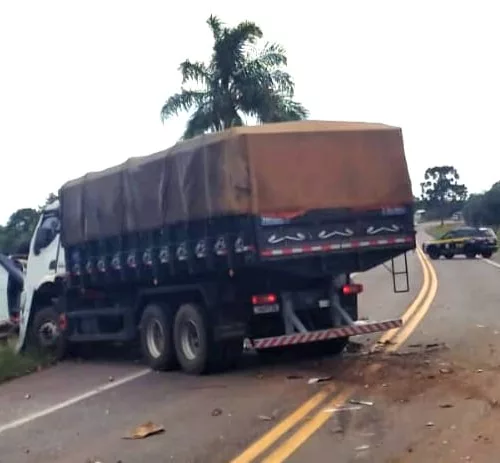 Caminhão colidiu contra furgão na BR-285, em Mato Castelhano.